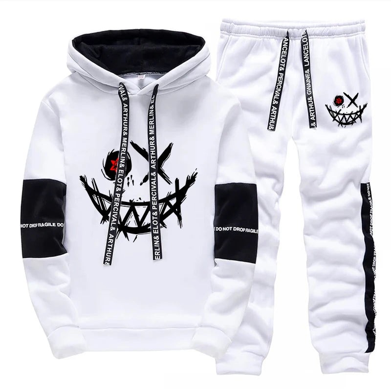 Mens Printed Tracksuit Casual Hoodie and Sweatpants