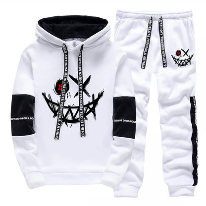 Mens Printed Tracksuit Casual Hoodie and Sweatpants