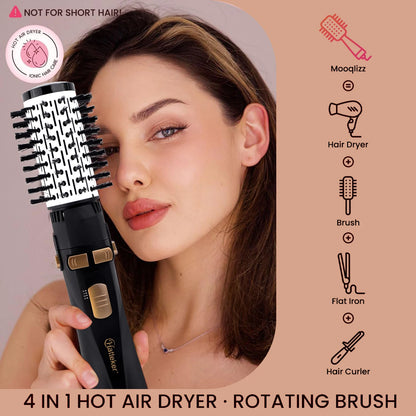 Hatteker 4-Head Hot Air Brush Hair Dryer and Straightener