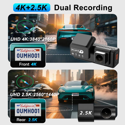 ADAS Dash Cam 4K 2.5K GPS WiFi Night Vision Mini