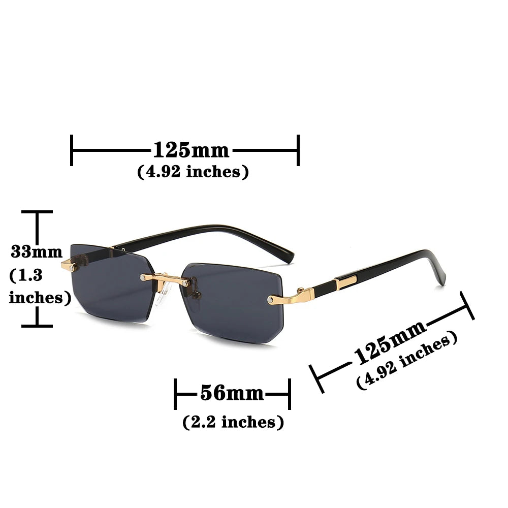 Rimless Rectangle Sunglasses for Women and Men