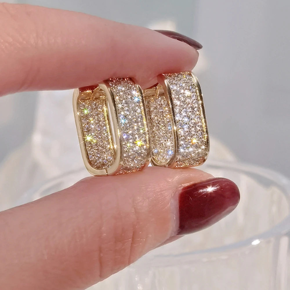 Huitan CZ Hoop Earrings for Women in Silver and Gold