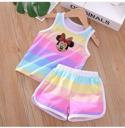 Cartoon Printed Vest and Shorts Set for Kids