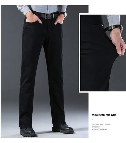 Men's Slim Black Denim Jeans with Slight Stretch