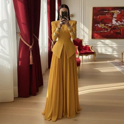 Elegant Women's Blazer Skirt Suit Set