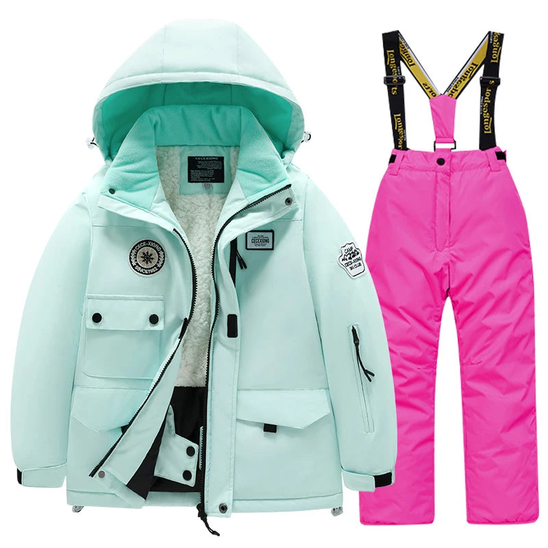 Winter Skiing Suit for Boys and Girls, Waterproof Polyester