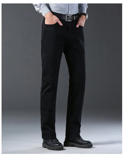 Men's Soft Stretch Black Denim Biker Jeans