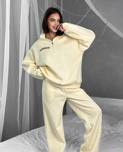 Cotton Pink Women's Tracksuit with Zipper