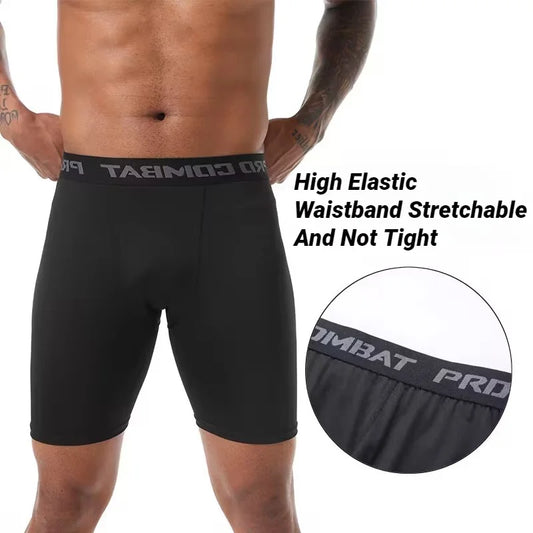 Men's Black Polyester Boxer Shorts Quick-Drying Fitness
