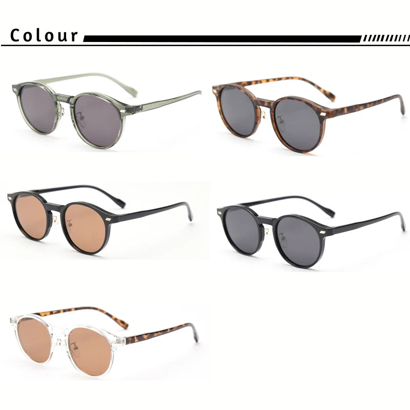 HBK Fashion Sunglasses Men Round TR90 Frame UV400
