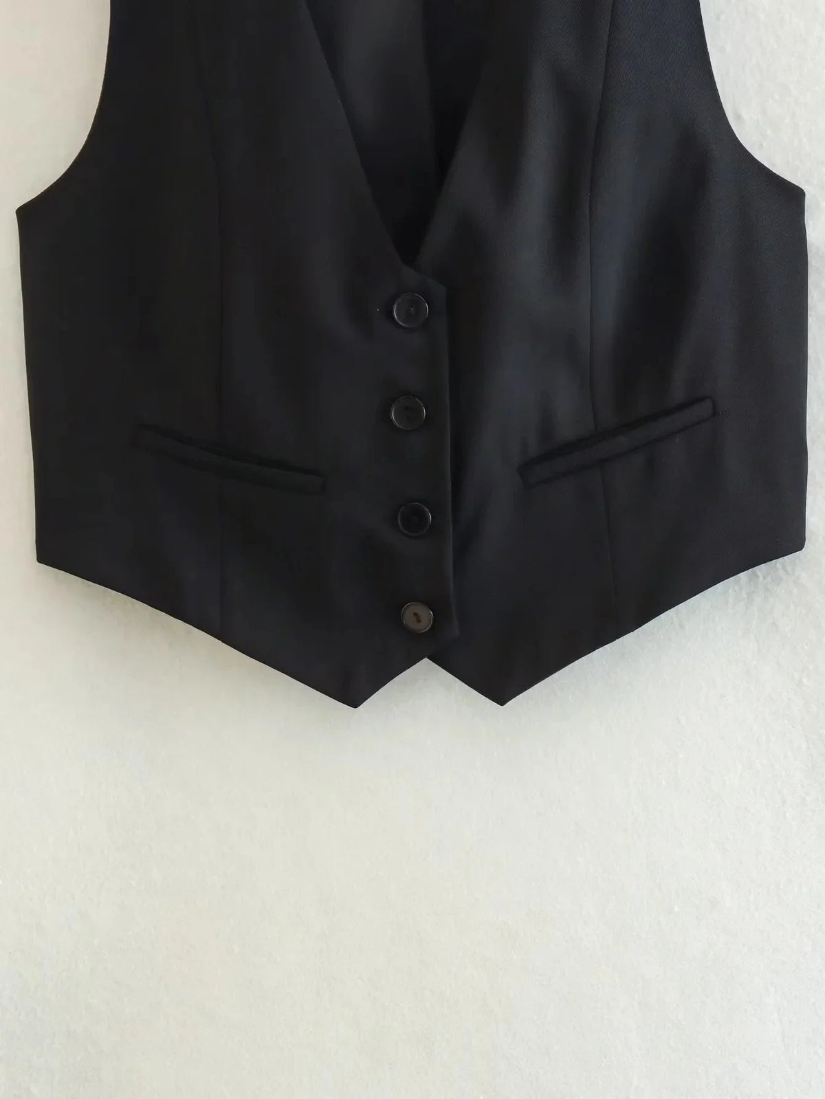 Women'S Solid Suit Vest Sleeveless Cropped Waistcoat