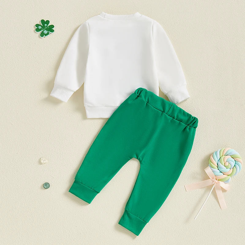 Clover Embroidery Sweatshirt and Pants Set for Toddlers