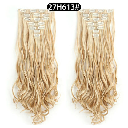 22 Inch Curly Wavy Clip In Hair Extensions Synthetic