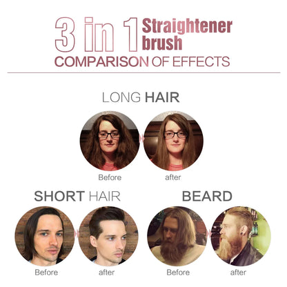 Men's Electric Beard Straightener Brush Wet and Dry Styler