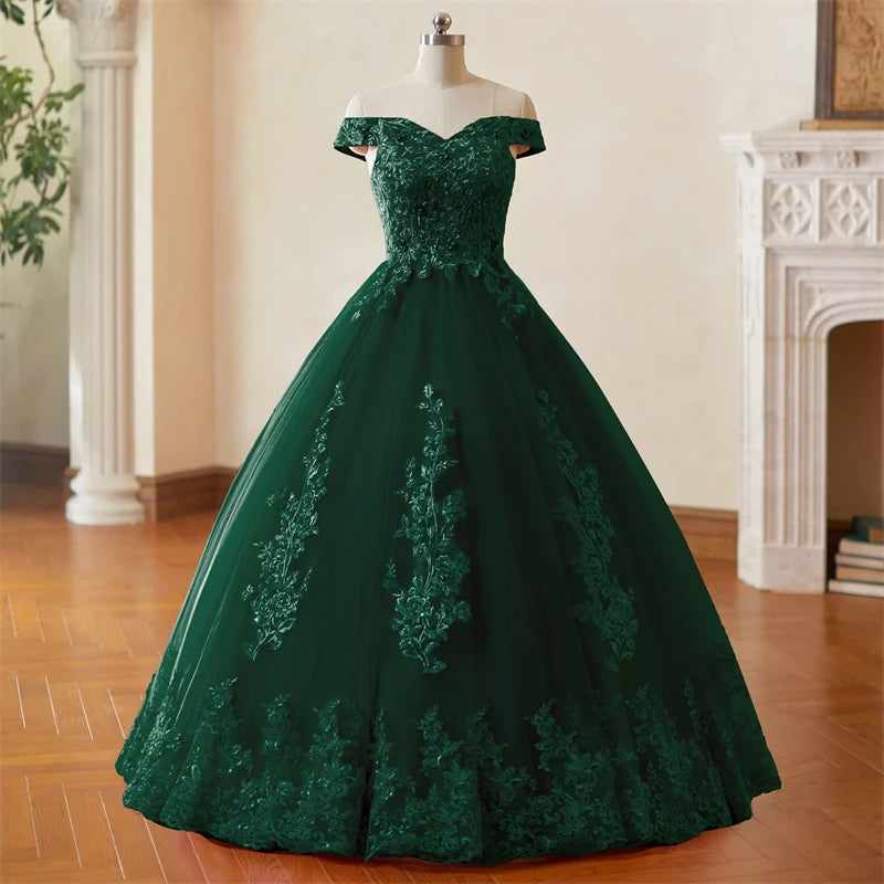 Off Shoulder Plus Size Wedding Dress Tulle and Organza