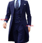Royal Blue Long Tail Coat 3 Piece Suit for Men