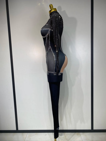 Sparkly Diamond Mesh Jumpsuit for Women