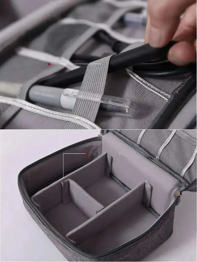 Leather Cable Storage Bag Waterproof Organizer