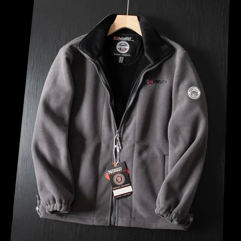 Windproof Fleece Padded Jacket for Men, Large Size