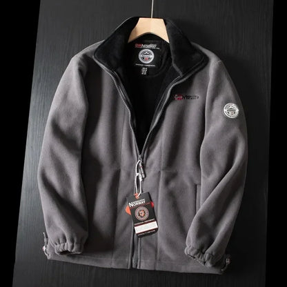 Windproof Fleece Padded Jacket for Men, Large Size