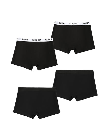 Boys Cotton Boxers with Letter Print 4-Pack