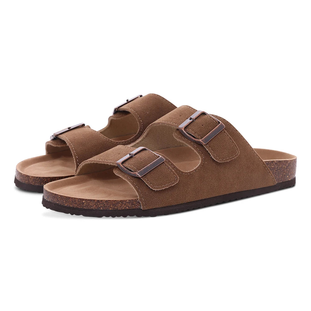 Comwarm Women's Suede Mules Slippers with Cork Insole