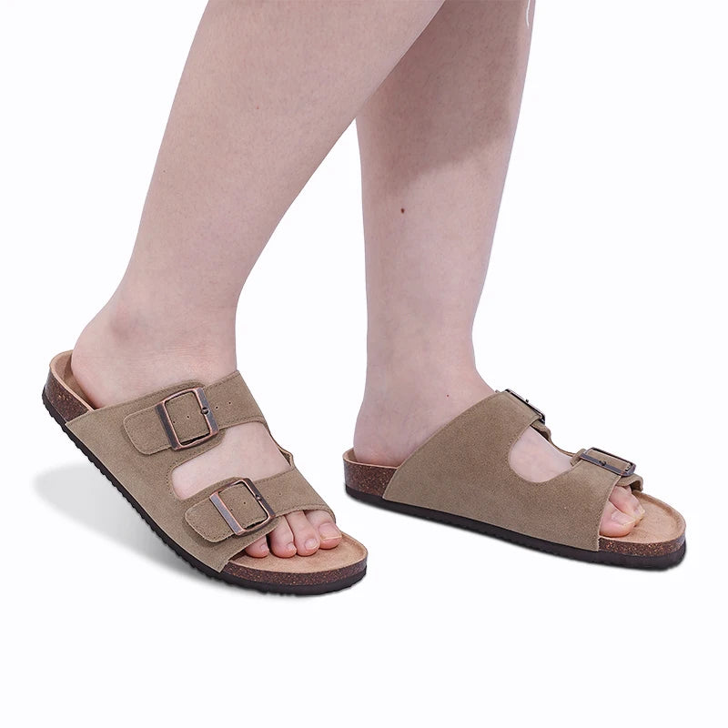 Comwarm Women's Suede Mules Slippers with Cork Insole