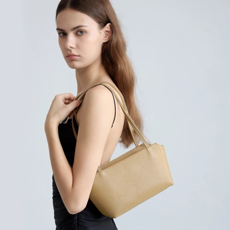 Genuine Cowhide Leather Mini Shoulder Tote Bag