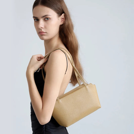 Genuine Cowhide Leather Mini Shoulder Tote Bag