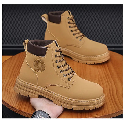 High Top Leather Motorcycle Boots for Men