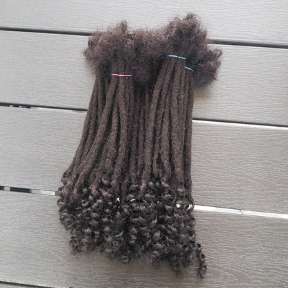 Natural Human Hair Dreadlock Extensions 8-12 Inch Curly Ends