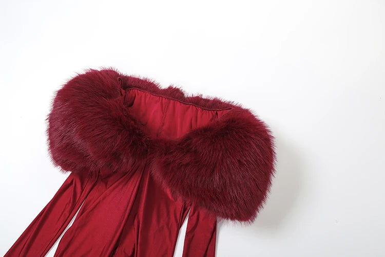 Furry Slash Neck Jumpsuit Women Polyester Elastane