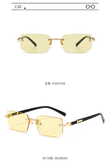Rimless Rectangle Sunglasses for Women and Men
