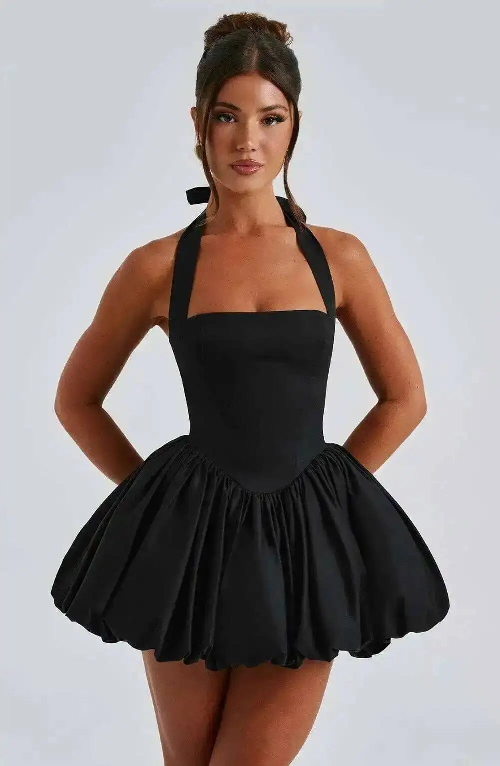 Townlike Halter A-line Mini Ball Gown Dress for Women