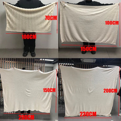250GSM Soft Fluffy Striped Throw Blanket for Bed