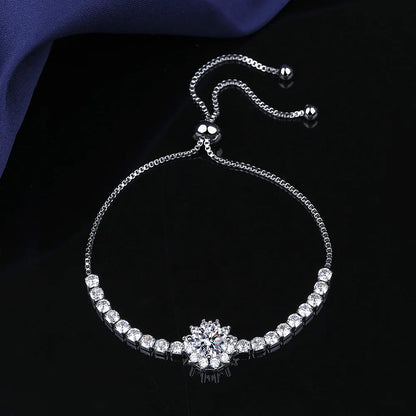 Moissanite Sunflower Bracelet in 925 Sterling Silver