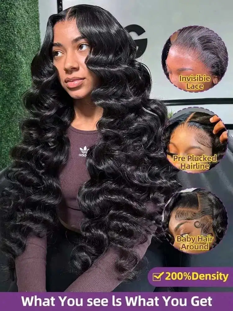 13x4 HD Loose Deep Wave Lace Front Wig Natural Black