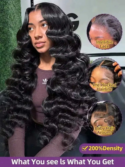 250% Density 40 Inch Loose Deep Wave Lace Front Wig