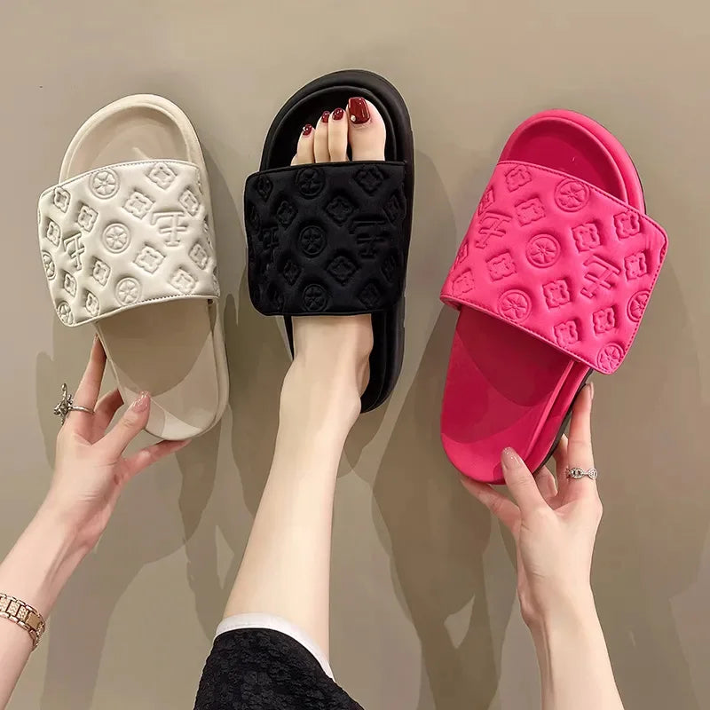 Ladies Canvas Flat Slippers Summer Sandals for Women