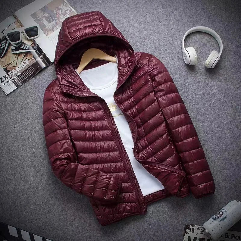 Men's Ultra Light Duck Down Hooded Winter Jacket 5XL