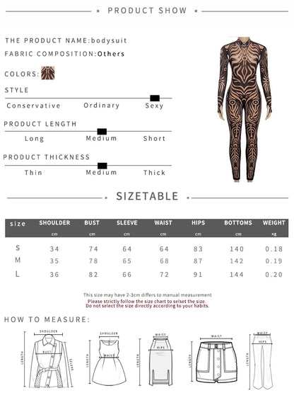 Striped Print Turtleneck Jumpsuit for Women