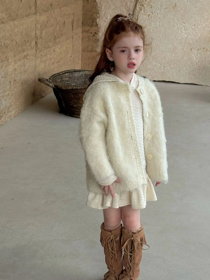 Hooded Knitted Lace Dress for Girls