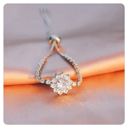 Moissanite Sunflower Bracelet in 925 Sterling Silver