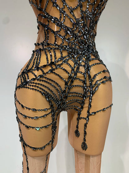 Sparkly Diamond Mesh Jumpsuit for Women