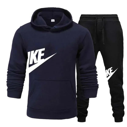 Men's Casual Fitness Printed Hooded Pullover and Pants