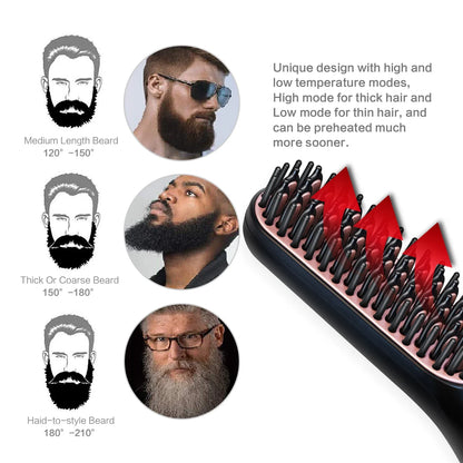 Men's Electric Beard Straightener Brush Wet and Dry Styler