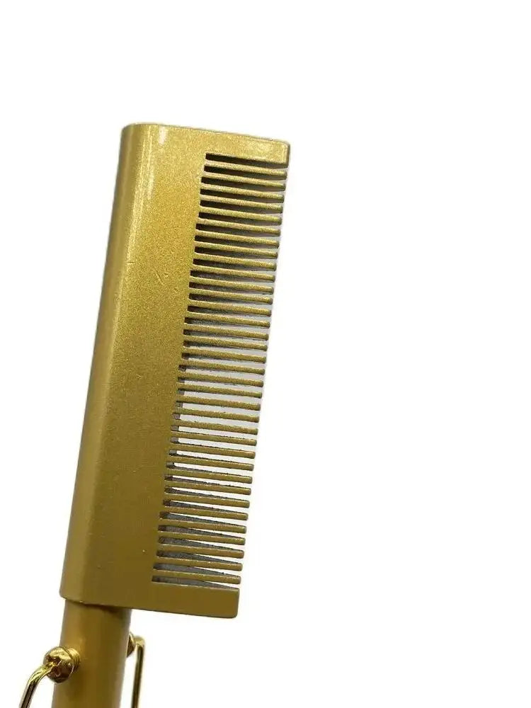 Hot Comb Hair Straightener Brush Copper Black 30cm