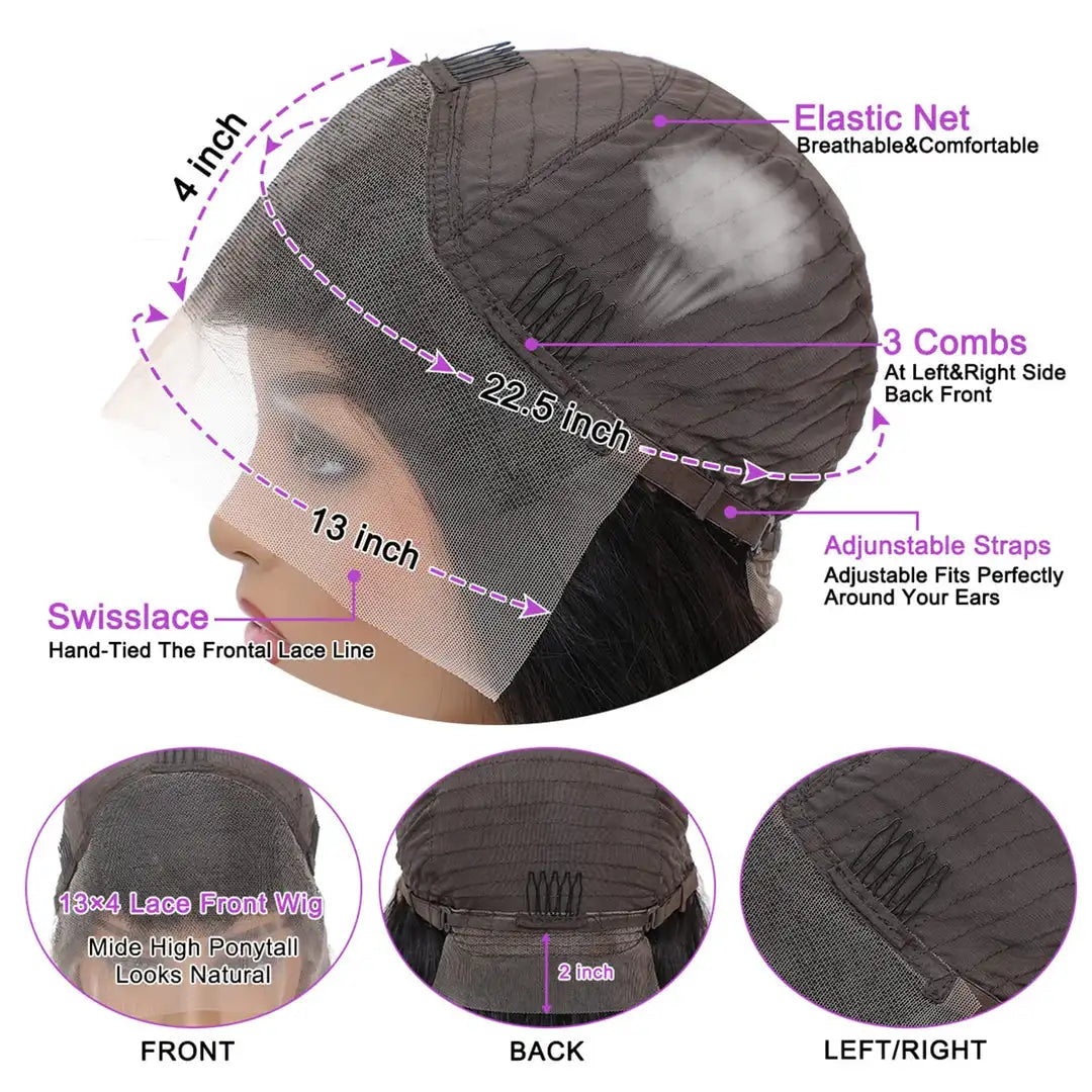 Natural Black Body Wave Lace Front Wig Brazilian Human Hair