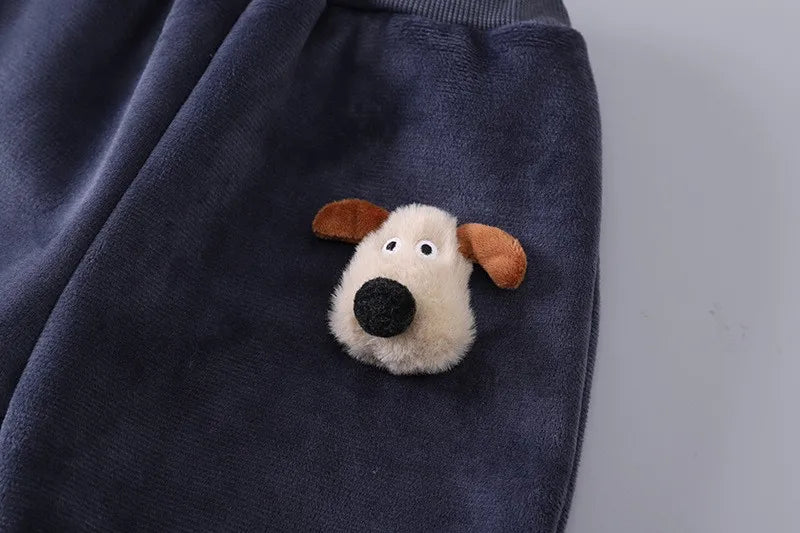 Baby Boys Cartoon Dog Fleece Vest Coat Pants Set