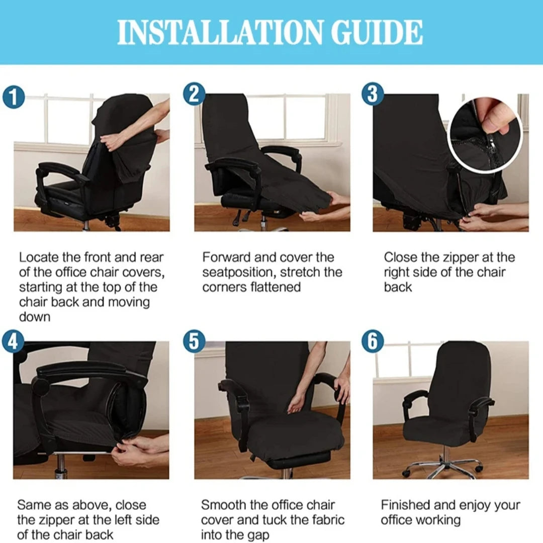 Velvet Plush Stretch Office Chair Cover Set